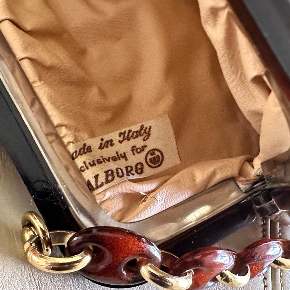 Vintage Walborg Made in Italy Petit Point Leather Bag With Lucine Chain Strap. - Picture 5 of 6